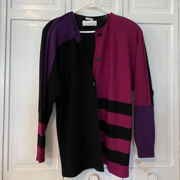 Vintage 80s NWT Steve Fabrikant sweater coat Size Large - Picture 2 of 7